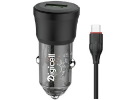 Digicell Transparent Car Charger Set Type-C QC 3.0 18W auto punjač