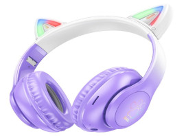 SLUSALICE BEZICNE SA MIKROFONOM W42 CAT EARS PURPLE HOCO