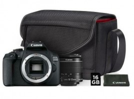 Digitalni fotoaparat CANON EOS 2000D + objektiv 18-55 IS + torba SB130 + kartica 16GB kit