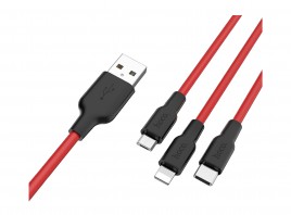 USB KABL 3U1 MICROUSB TYPE-C LIGHTNING 1.2M 2A (X21)
