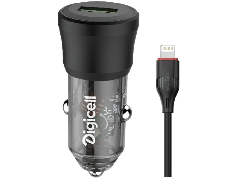 Digicell Transparent Car Charger Set Lightning QC3.0 18W auto punjač