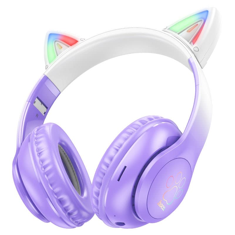 SLUSALICE BEZICNE SA MIKROFONOM W42 CAT EARS PURPLE HOCO