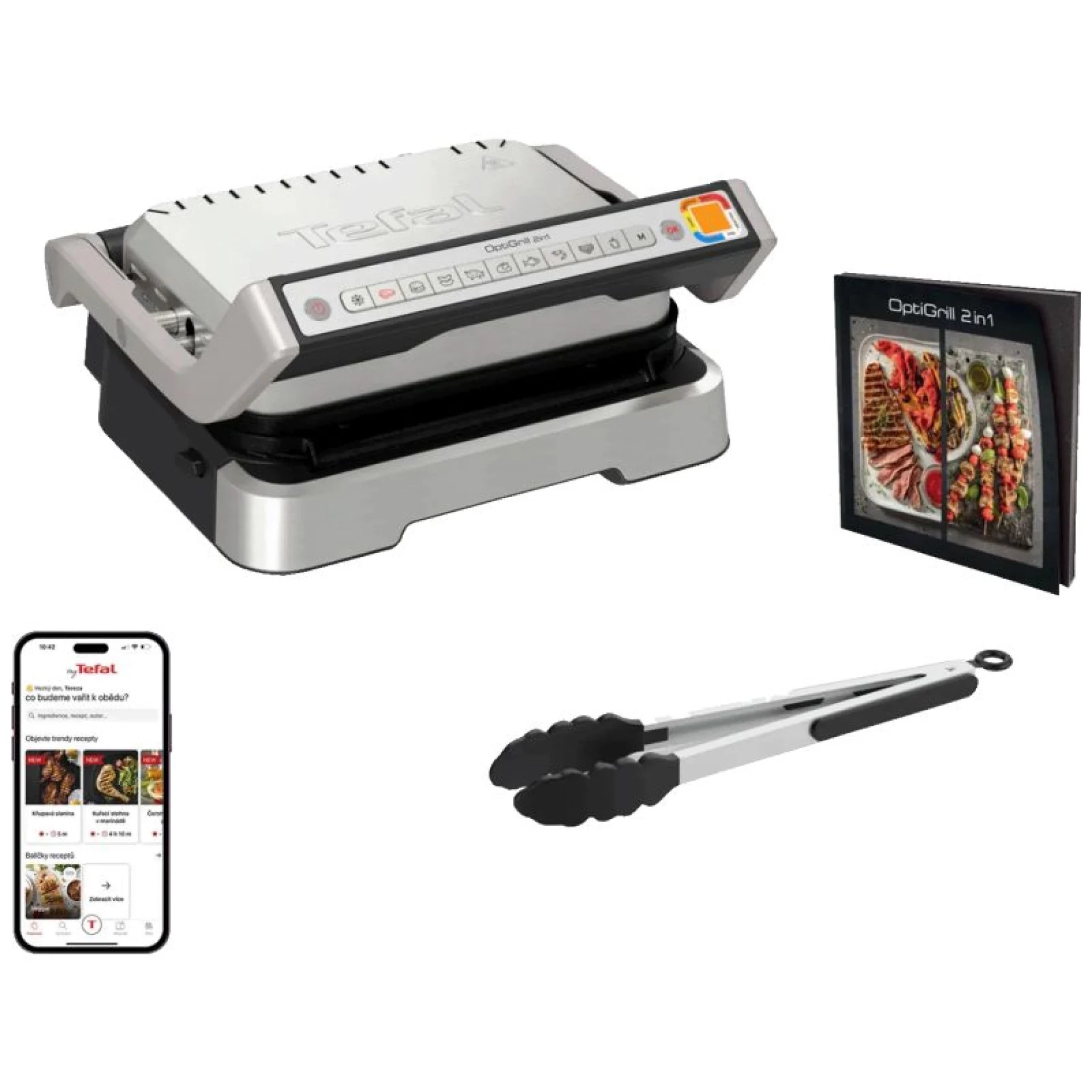 GC773D30 TEFAL ELEKTRICNI ROSTILJ OPTIGRILL 2IN1+HVATALJKA 