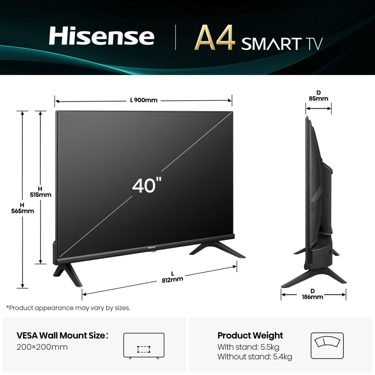 HISENSE TV 40A4S 40" FHD SMART TV 60Hz VIDAA OS