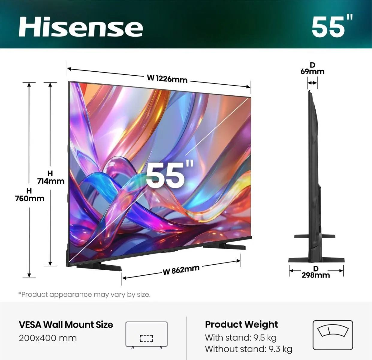 HISENSE TV 55E7S 55"4K UHD QLED SMART TV 60Hz VIDAA OS