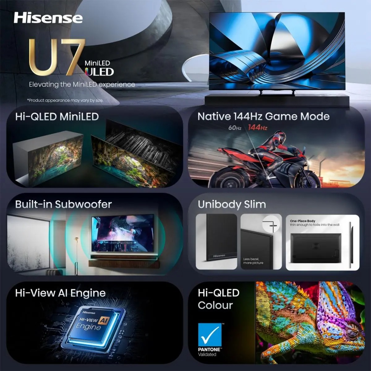 HISENSE TV 55U7SE 55"4K ULED MINI LED SMART TV 144Hz VIDAA O