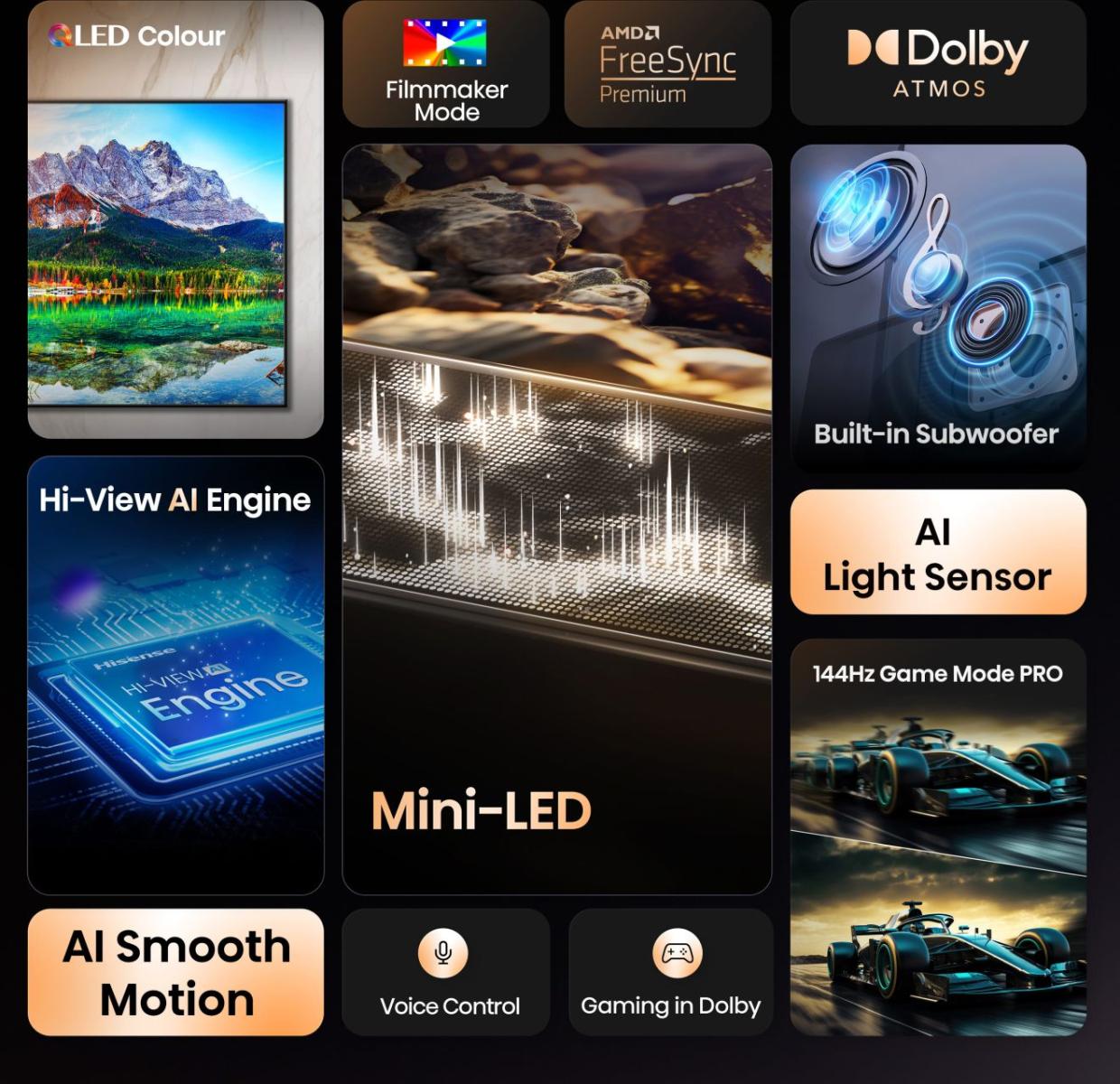 HISENSE ULED MINILED 55E8Q 55"4K UHD SMART TV 144Hz VIDAA OS