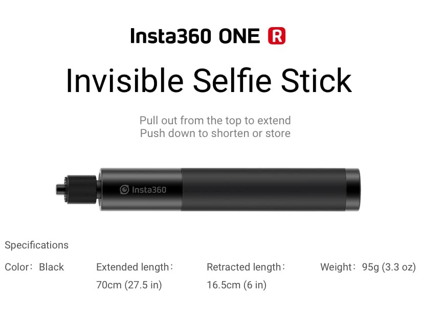 Insta360 One R invisible selfie stick 70cm crni
