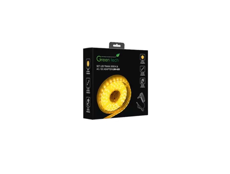 LED TRAKA 5M + ADAPTER + KONT. GREENTECH 60LED RGB LSK-660 