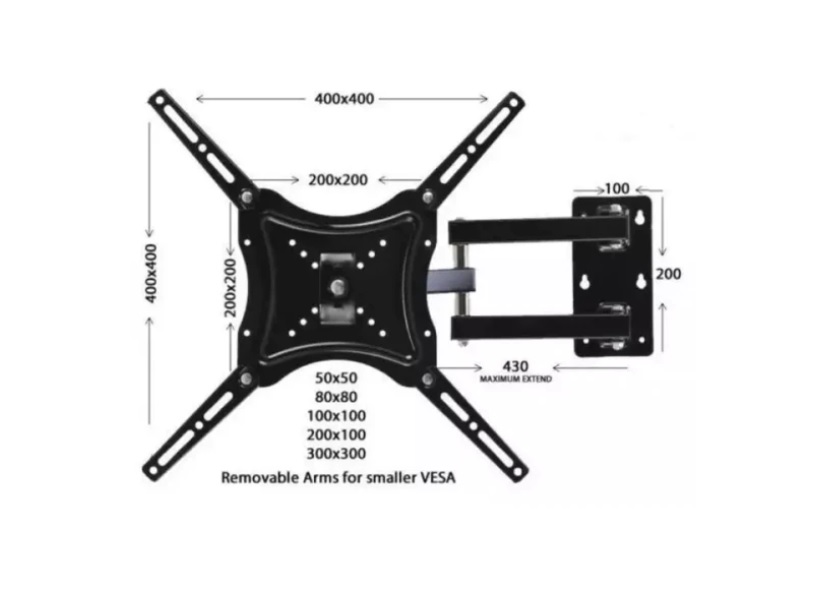 Mount nosač za televizor 14" - 55", 50 kg, zglobni