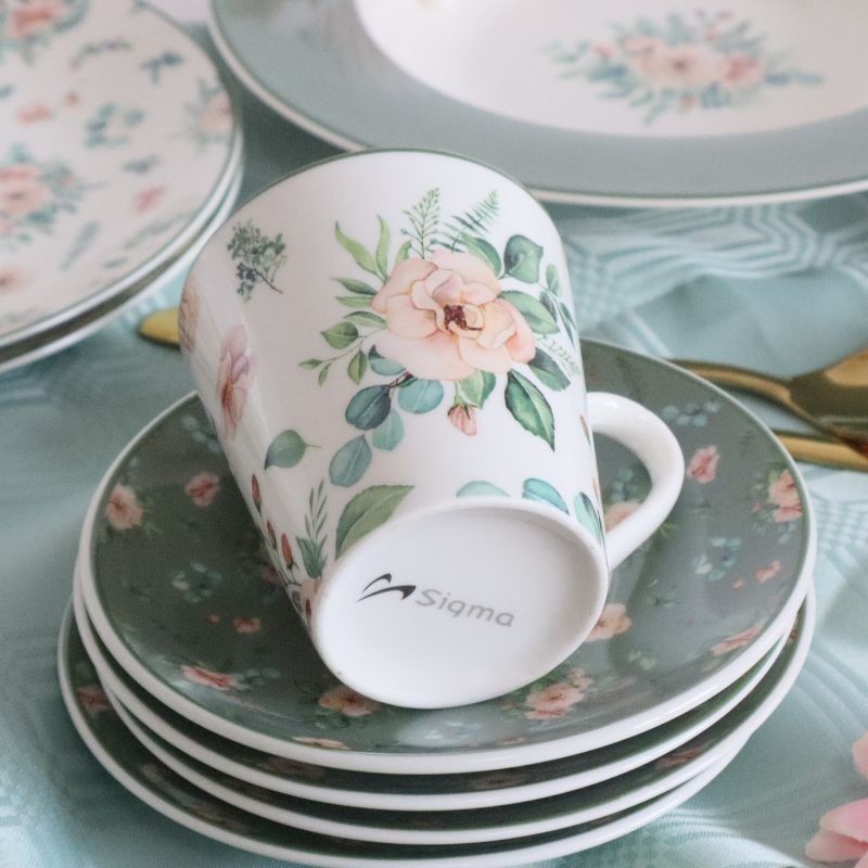 PORCELAN SET ZA KAFU 6_1(ZEL_CVIJECE) JH-150V-140 SIGMA