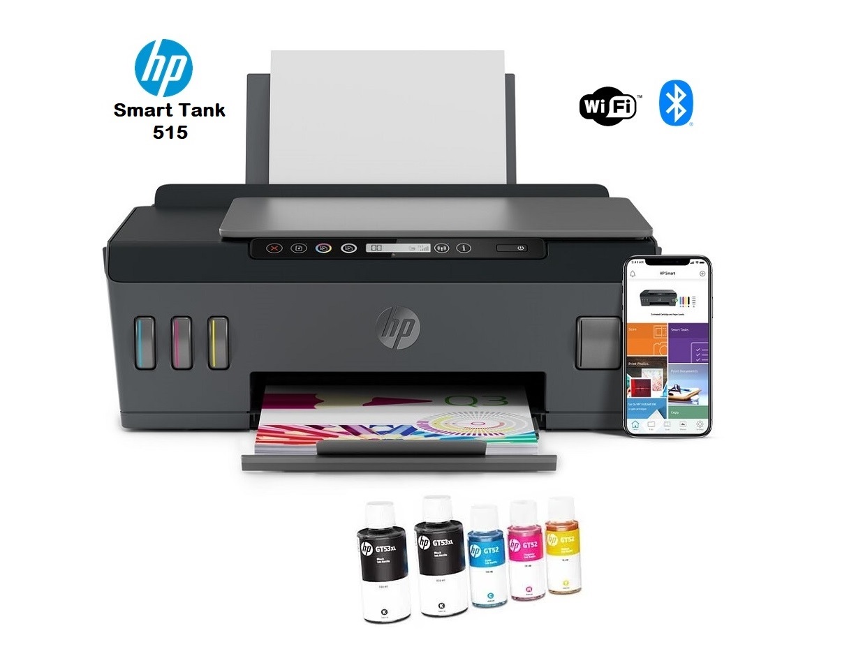 Printer HP Smart Tank 515 printer_skener_kopir Wi-Fi 1TJ09A tinte GT52 i GT53