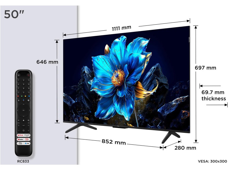 TCL TV 50P7K 50"4K P7K UHD QLED SMART TV 60Hz GOOGLE OS