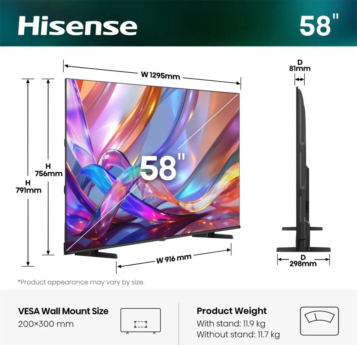 TV HISENSE 58E7S 58" E7S 4K UHD QLED SMART TV 60Hz VIDAA OS